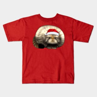 Cute Chonky Kitty In Santa Hat Kids T-Shirt